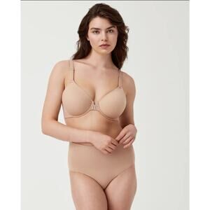 Spanx womens plus 40DD full coverage bra underwire new nude front closure soft
